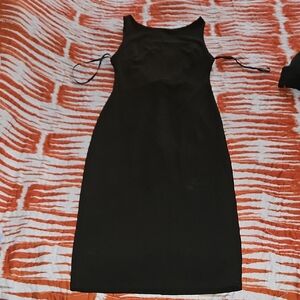 B Darlin Black Midi Dress with Tie Straps